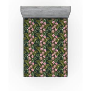 Ambesonne Floral Fitted Sheet, Roses for Valentine Love Team Holiday Celebration Botanical Artwork on Hue Back, Decorative Soft Fabric Bedding All-Round Elastic Pocket, Queen Size, Dimgray Blush(Soft Pink and Reseda Green)