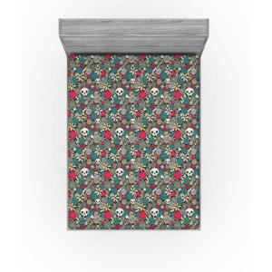 Ambesonne Floral Fitted Sheet, Roses for Valentine Love Team Holiday Celebration Botanical Artwork on Hue Back, Decorative Soft Fabric Bedding All-Round Elastic Pocket, Queen Size, Dimgray Blush(Ivory and Dark Coral)