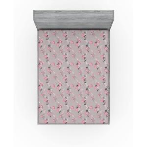 Ambesonne Floral Fitted Sheet, Roses for Valentine Love Team Holiday Celebration Botanical Artwork on Hue Back, Decorative Soft Fabric Bedding All-Round Elastic Pocket, Queen Size, Dimgray Blush(Dimgray Blush)