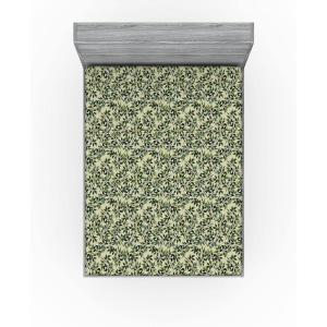 Ambesonne Floral Fitted Sheet, Roses for Valentine Love Team Holiday Celebration Botanical Artwork on Hue Back, Decorative Soft Fabric Bedding All-Round Elastic Pocket, Queen Size, Dimgray Blush(Pale Green and Hunter Green)