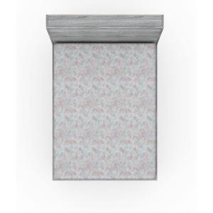 Ambesonne Floral Fitted Sheet, Roses for Valentine Love Team Holiday Celebration Botanical Artwork on Hue Back, Decorative Soft Fabric Bedding All-Round Elastic Pocket, Queen Size, Dimgray Blush(Taupe Grey and Sea Blue)