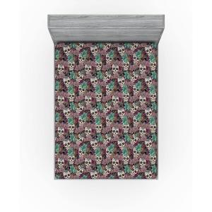 Ambesonne Floral Fitted Sheet, Roses for Valentine Love Team Holiday Celebration Botanical Artwork on Hue Back, Decorative Soft Fabric Bedding All-Round Elastic Pocket, Queen Size, Dimgray Blush(Purple Almond Green)