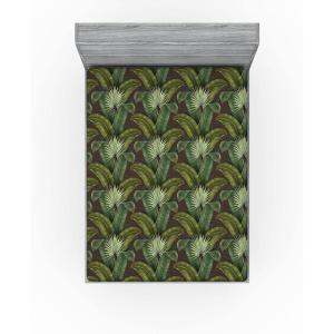 Ambesonne Floral Fitted Sheet, Roses for Valentine Love Team Holiday Celebration Botanical Artwork on Hue Back, Decorative Soft Fabric Bedding All-Round Elastic Pocket, Queen Size, Dimgray Blush(Reseda Green and Brown)