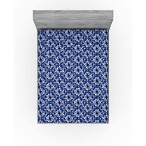 Ambesonne Floral Fitted Sheet, Roses for Valentine Love Team Holiday Celebration Botanical Artwork on Hue Back, Decorative Soft Fabric Bedding All-Round Elastic Pocket, Queen Size, Dimgray Blush(Cobalt Blue and Pale Grey)