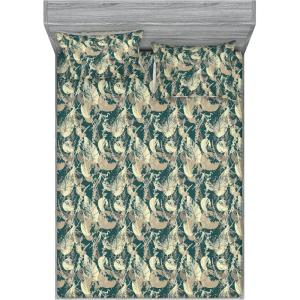 Ambesonne Floral Fitted Sheet & Pillow Sham Set, Roses for Valentine Love Team Holiday Celebration Botanical Artwork on Hue Back, Decorative Printed 3 Piece Bedding Decor Set, Queen, Dimgray Blush(Warm Taupe and Pale Yellow)