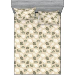 Ambesonne Floral Fitted Sheet & Pillow Sham Set, Roses for Valentine Love Team Holiday Celebration Botanical Artwork on Hue Back, Decorative Printed 3 Piece Bedding Decor Set, Queen, Dimgray Blush(Army Green Pale Khaki)