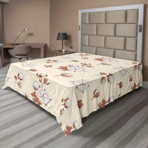 Ambesonne Floral Flat Sheet, Roses for Valentine Love Team Holiday Celebration Botanical Artwork on Hue Back, Soft Comfortable Top Sheet Decorative Bedding 1 Piece, Full Size, Dimgray Blush(Cream and Pale Redwood)