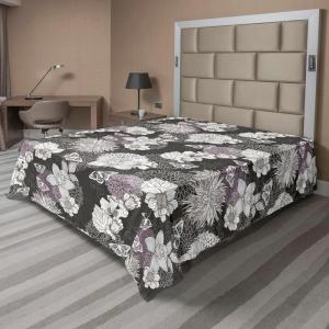 Ambesonne Floral Flat Sheet, Roses for Valentine Love Team Holiday Celebration Botanical Artwork on Hue Back, Soft Comfortable Top Sheet Decorative Bedding 1 Piece, Full Size, Dimgray Blush(Charcoal Grey White)