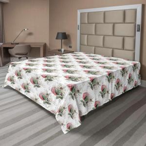 Ambesonne Floral Flat Sheet, Roses for Valentine Love Team Holiday Celebration Botanical Artwork on Hue Back, Soft Comfortable Top Sheet Decorative Bedding 1 Piece, Full Size, Dimgray Blush(Ivory Jade Green Rose)
