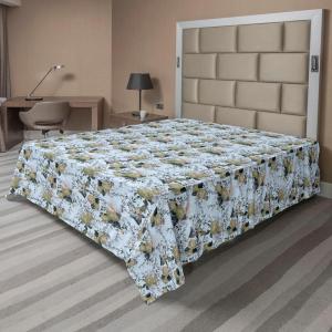 Ambesonne Floral Flat Sheet, Roses for Valentine Love Team Holiday Celebration Botanical Artwork on Hue Back, Soft Comfortable Top Sheet Decorative Bedding 1 Piece, Full Size, Dimgray Blush(Pale Azure Blue Evergreen)