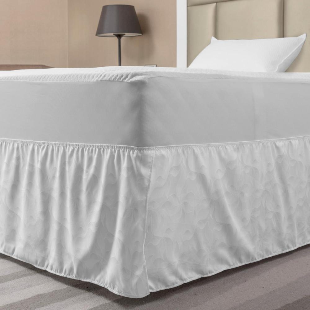 imageAmbesonne Neutral Color Elastic Bed Skirt Soft Color Hand Drawn Like Curves Flourishes Outline Art Image Wrap Around Fabric Bedskirt Dust Ruffle for Bedroom TwinTwin XL Pale Taupe and White