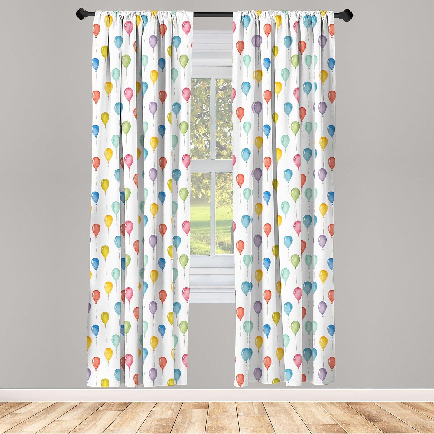 imageAmbesonne Colorful Curtains Festival Entertainment Carnival Flying Balloons Watercolors Celebration Surprise Window Treatments 2 Panel Set for Living Room Bedroom Pair of 28 x 95 MulticolorMulti Color