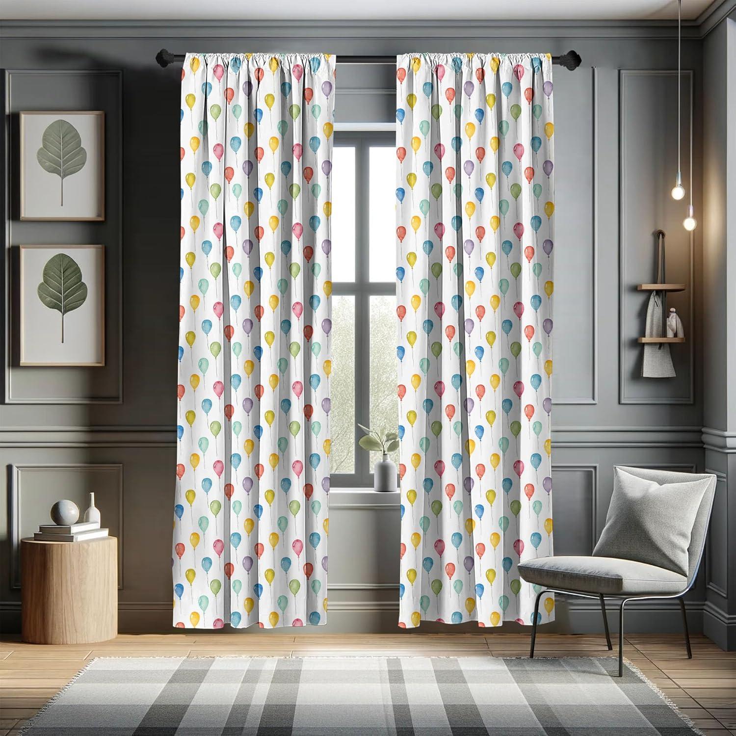 imageAmbesonne Colorful Curtains Festival Entertainment Carnival Flying Balloons Watercolors Celebration Surprise Window Treatments 2 Panel Set for Living Room Bedroom Pair of 28 x 95 MulticolorMulti Color