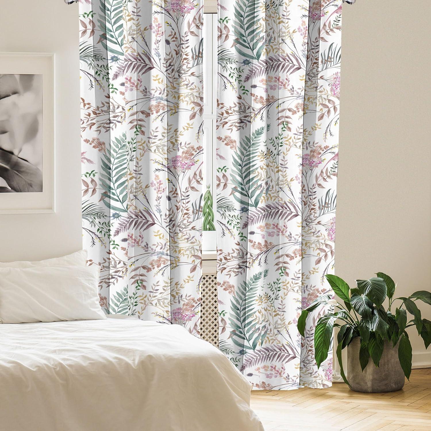 imageAmbesonne Floral Curtains Spring Theme Abstract Repeating Pattern of Flowers Leaves Nature Art Window Treatments 2 Panel Set for Living Room Bedroom Pair of 28 x 84 Pale Lavender Blue GreyLaurel Green and Pale Taupe