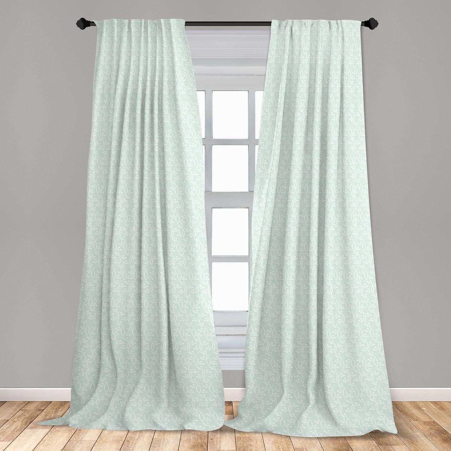imageAmbesonne Retro Curtains Waves Geometric Shapes Seashell Motif Old Times Vintage Design of Art Deco Window Treatments 2 Panel Set for Living Room Bedroom Pair of 28 x 84 Dark Grey White FawnPale Mint Green White
