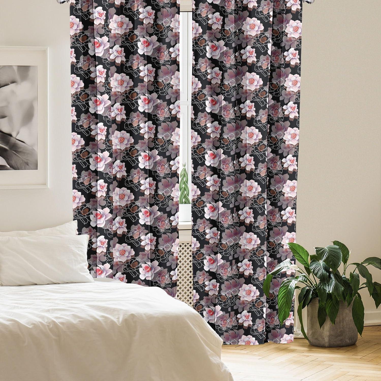 imageAmbesonne Retro Curtains Waves Geometric Shapes Seashell Motif Old Times Vintage Design of Art Deco Window Treatments 2 Panel Set for Living Room Bedroom Pair of 28 x 84 Dark Grey White FawnBlack Pale Rose and Coral