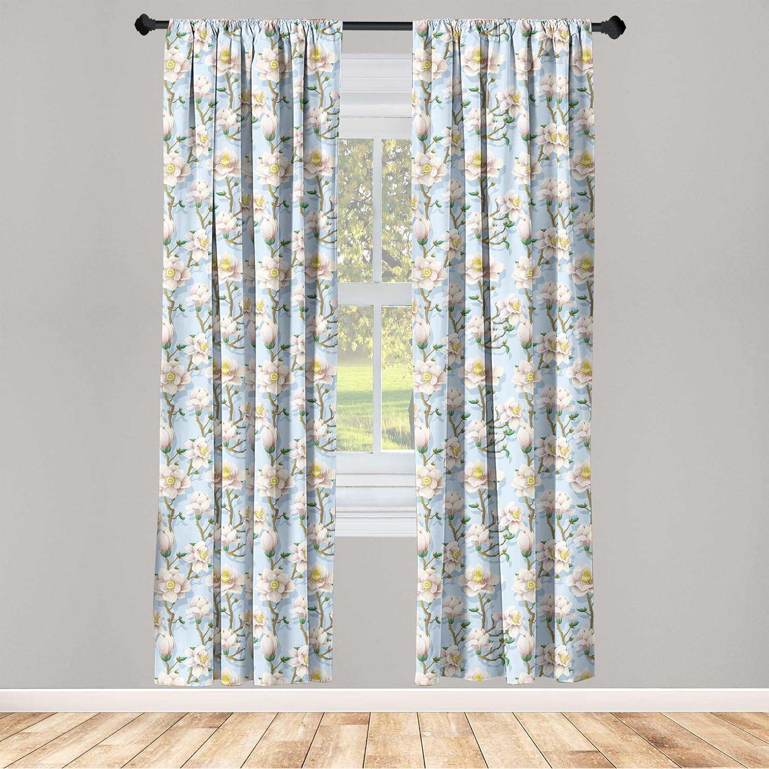 imageAmbesonne Retro Curtains Waves Geometric Shapes Seashell Motif Old Times Vintage Design of Art Deco Window Treatments 2 Panel Set for Living Room Bedroom Pair of 28 x 84 Dark Grey White FawnSoft Blue Fawn Peach
