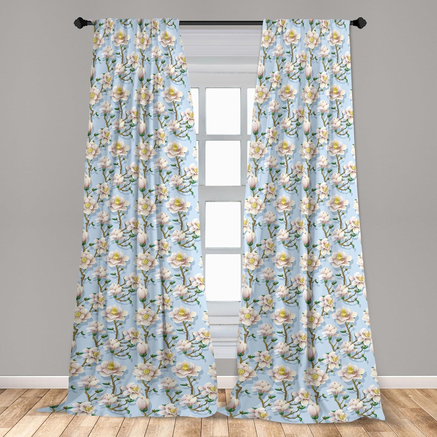 imageAmbesonne Retro Curtains Waves Geometric Shapes Seashell Motif Old Times Vintage Design of Art Deco Window Treatments 2 Panel Set for Living Room Bedroom Pair of 28 x 84 Dark Grey White FawnSoft Blue Fawn Peach