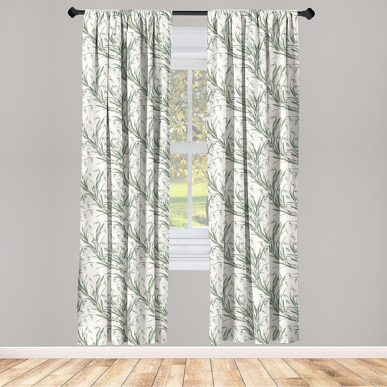 imageAmbesonne Retro Curtains Waves Geometric Shapes Seashell Motif Old Times Vintage Design of Art Deco Window Treatments 2 Panel Set for Living Room Bedroom Pair of 28 x 84 Dark Grey White FawnLaurel Green and Off White