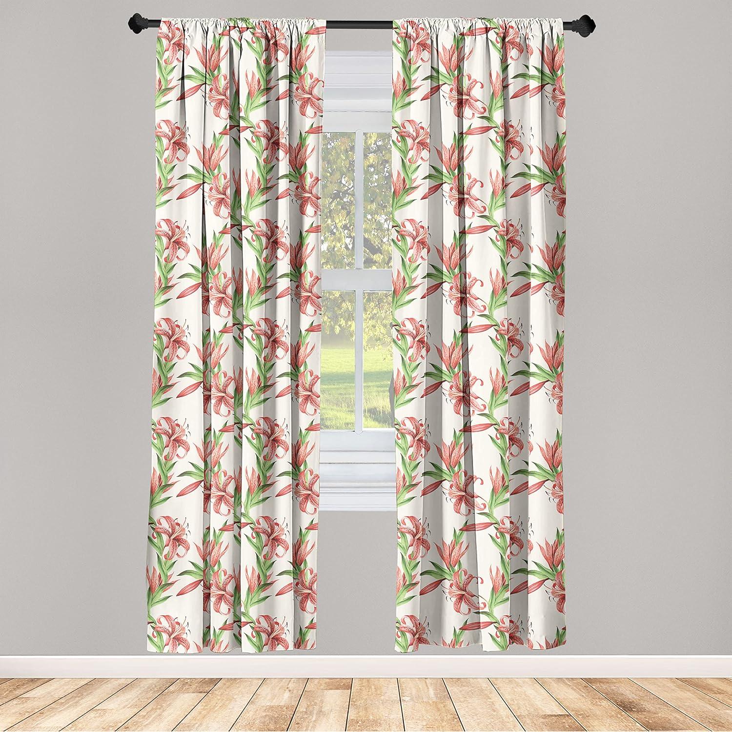 imageAmbesonne Retro Curtains Waves Geometric Shapes Seashell Motif Old Times Vintage Design of Art Deco Window Treatments 2 Panel Set for Living Room Bedroom Pair of 28 x 84 Dark Grey White FawnCoral Green Off White