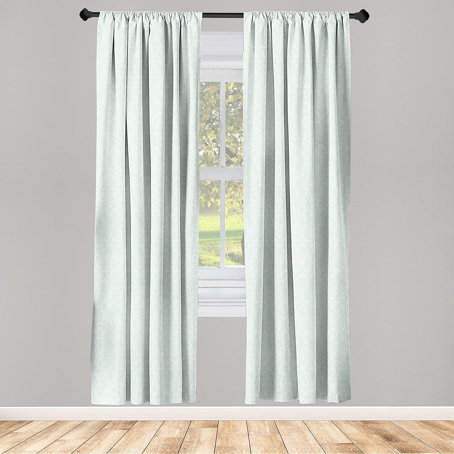 imageAmbesonne Retro Curtains Waves Geometric Shapes Seashell Motif Old Times Vintage Design of Art Deco Window Treatments 2 Panel Set for Living Room Bedroom Pair of 28 x 84 Dark Grey White FawnPale Mint Green White
