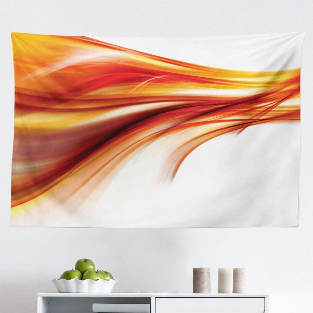 imageAmbesonne Abstract Tapestry Modern Contemporary Abstract Smooth Lines Blurred Smock Art Flowing Rays Print Fabric Wall Hanging Decor for Bedroom Living Room Dorm 28 X 23 Orange Red45L x 30W