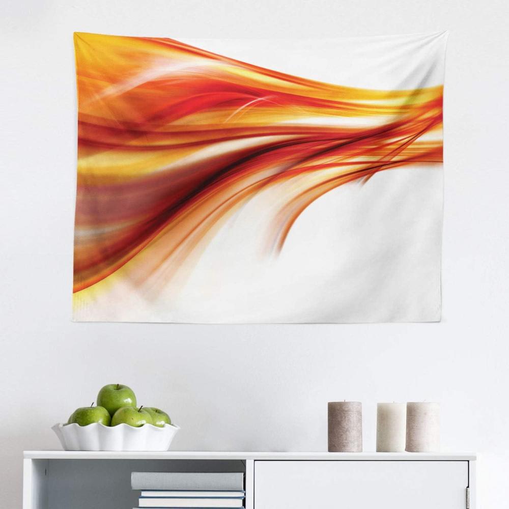 imageAmbesonne Abstract Tapestry Modern Contemporary Abstract Smooth Lines Blurred Smock Art Flowing Rays Print Fabric Wall Hanging Decor for Bedroom Living Room Dorm 28 X 23 Orange Red28L x 23W