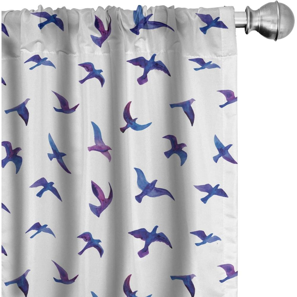 imageAmbesonne Birds Curtains Flock of Flying Pigeons and Doves Transitioned Color Watercolor Design Window Treatments 2 Panel Set for Living Room Bedroom Pair of  28 x 84 Night Blue and Eggplant