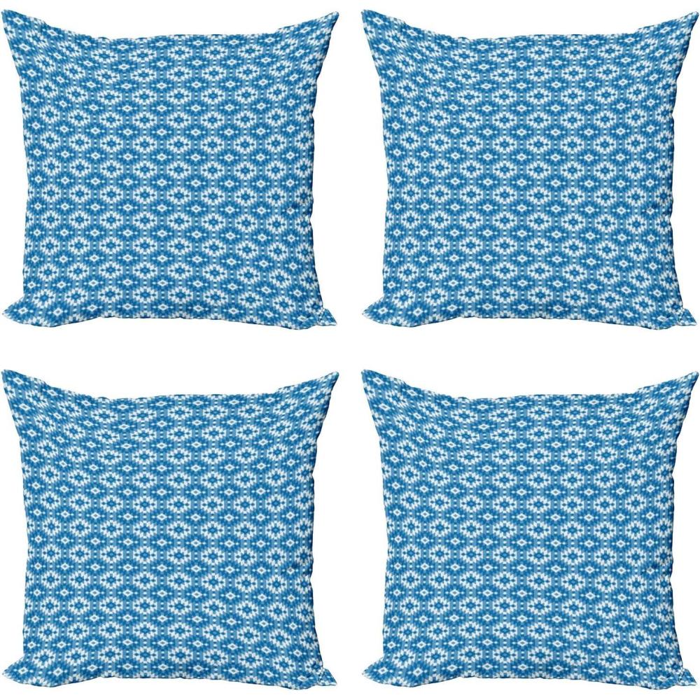 imageAmbesonne Ethnic Decorative Throw Pillow Case Pack of 4 Mexican Cultural Art Pattern with Scribbled Triangular Design Cushion Cover for Couch Living Room Car 24 Blue Slate Blue24 x 24 Pack of 4