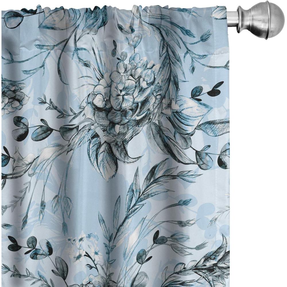imageAmbesonne Floral Curtains Spring Theme Abstract Repeating Pattern of Flowers Leaves Nature Art Window Treatments 2 Panel Set for Living Room Bedroom Pair of  28 x 84 Pale Lavender Blue GreyPale Sky Blue Grey and White