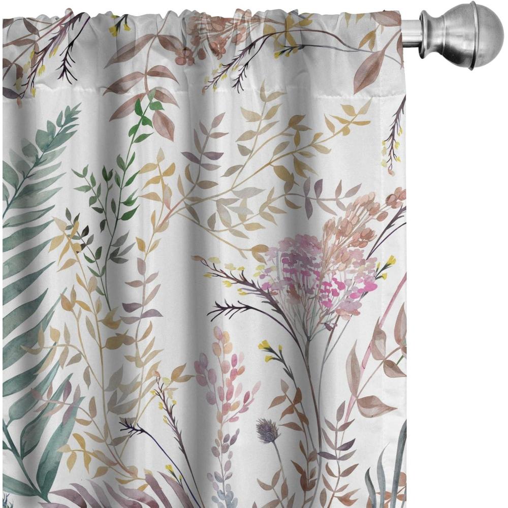 imageAmbesonne Floral Curtains Spring Theme Abstract Repeating Pattern of Flowers Leaves Nature Art Window Treatments 2 Panel Set for Living Room Bedroom Pair of  28 x 84 Pale Lavender Blue GreyLaurel Green and Pale Taupe
