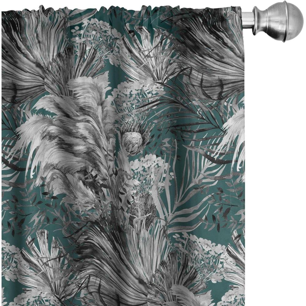 imageAmbesonne Floral Curtains Spring Theme Abstract Repeating Pattern of Flowers Leaves Nature Art Window Treatments 2 Panel Set for Living Room Bedroom Pair of  28 x 84 Pale Lavender Blue GreyDark Teal and Pale Grey