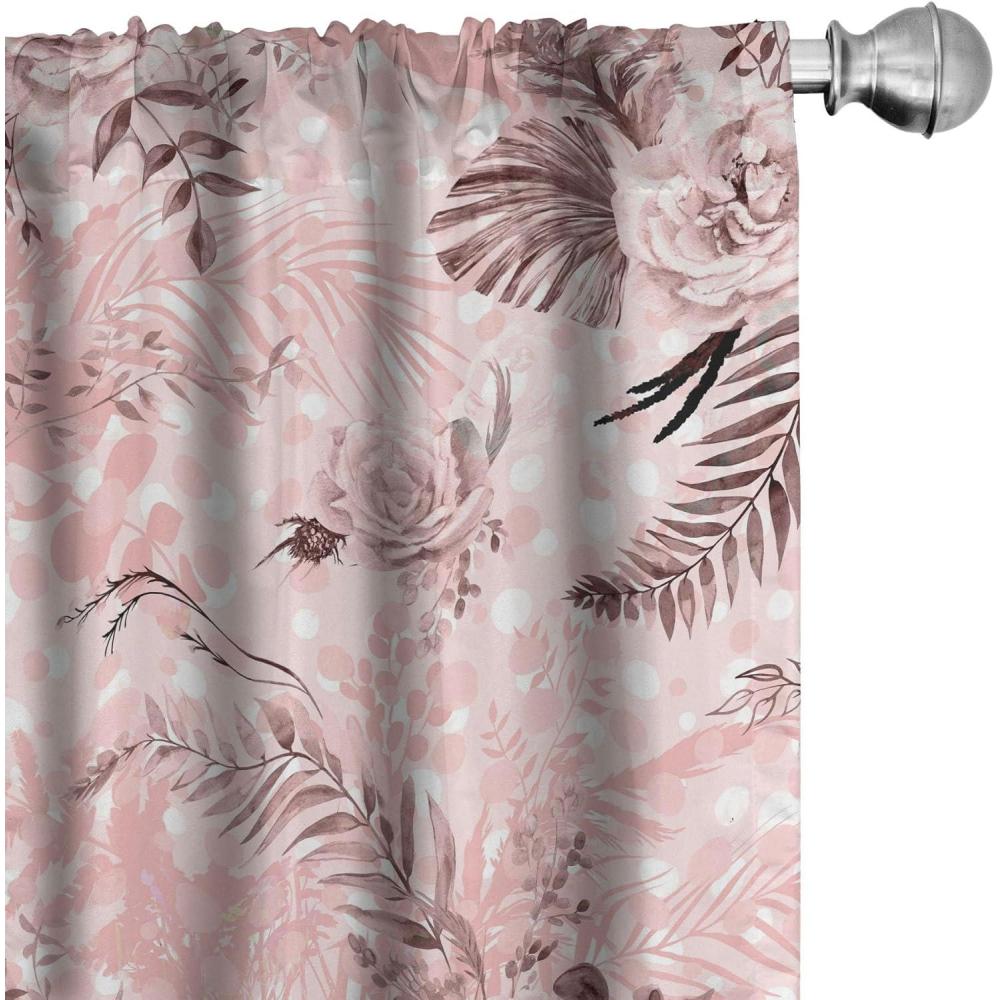 imageAmbesonne Floral Curtains Spring Theme Abstract Repeating Pattern of Flowers Leaves Nature Art Window Treatments 2 Panel Set for Living Room Bedroom Pair of  28 x 84 Pale Lavender Blue GreyPale Salmon and Grey Pink