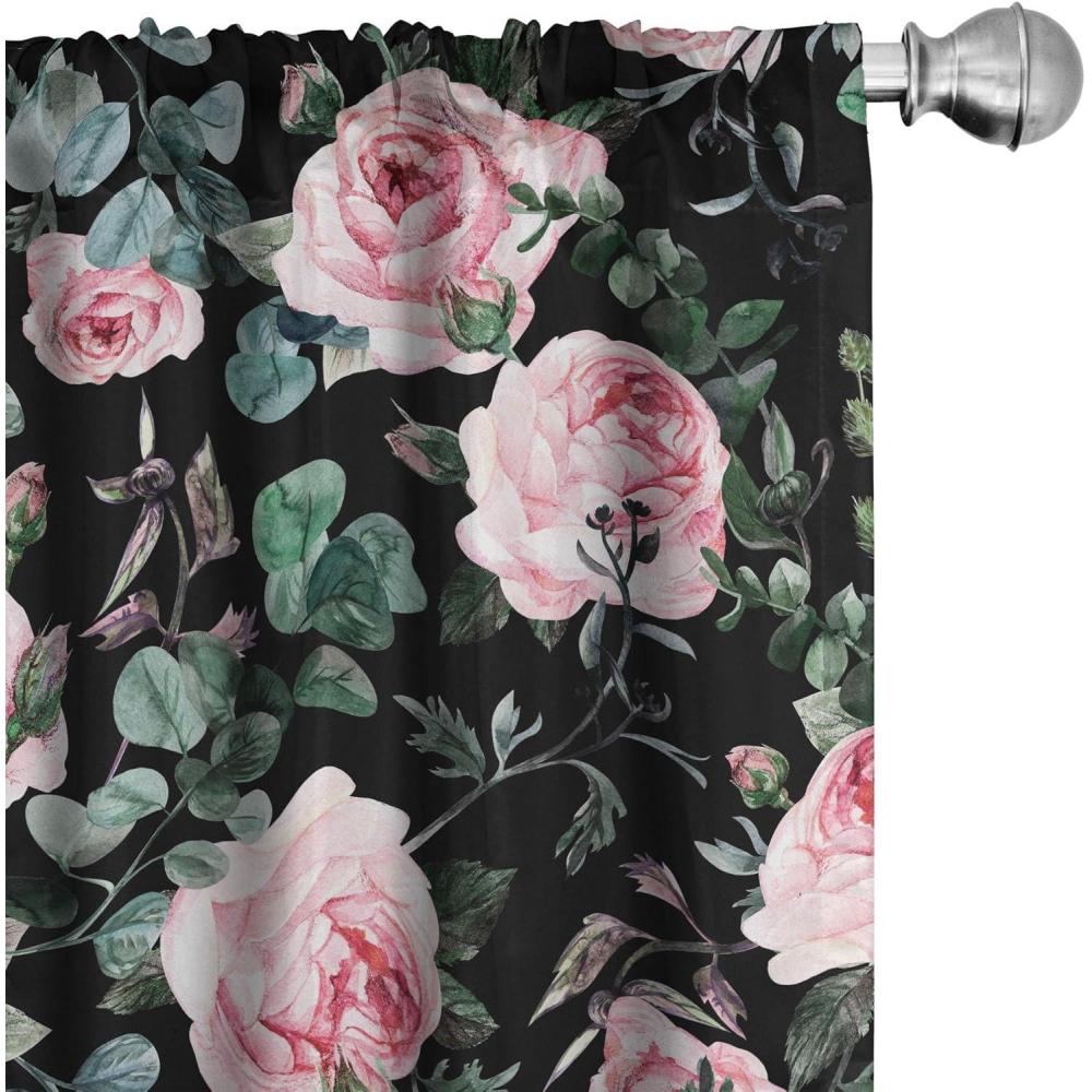 imageAmbesonne Floral Curtains Spring Theme Abstract Repeating Pattern of Flowers Leaves Nature Art Window Treatments 2 Panel Set for Living Room Bedroom Pair of  28 x 84 Pale Lavender Blue GreySoft Pink and Hunter Green