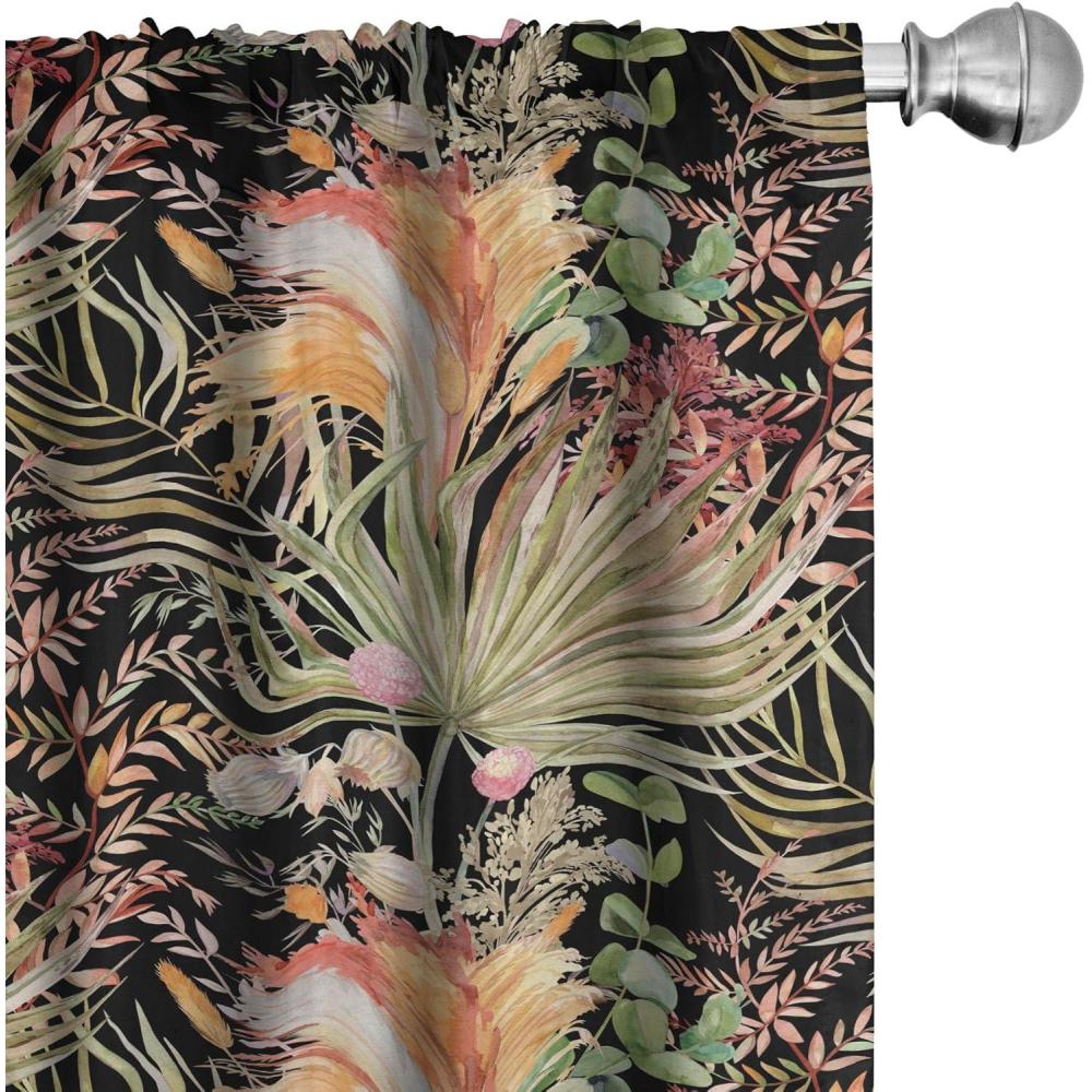 imageAmbesonne Floral Curtains Spring Theme Abstract Repeating Pattern of Flowers Leaves Nature Art Window Treatments 2 Panel Set for Living Room Bedroom Pair of  28 x 84 Pale Lavender Blue GreyPale Orange Sage Green