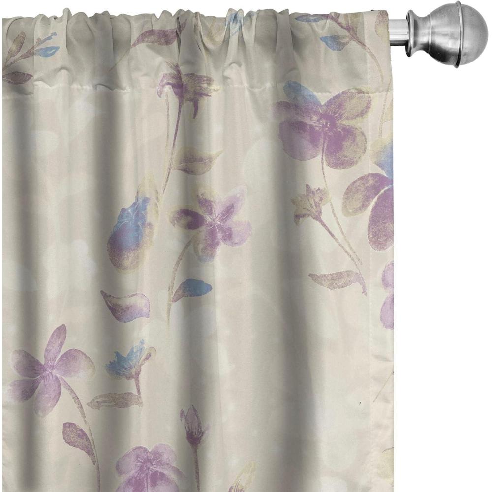 imageAmbesonne Floral Curtains Spring Theme Abstract Repeating Pattern of Flowers Leaves Nature Art Window Treatments 2 Panel Set for Living Room Bedroom Pair of  28 x 84 Pale Lavender Blue GreyPale Lavender Blue Grey