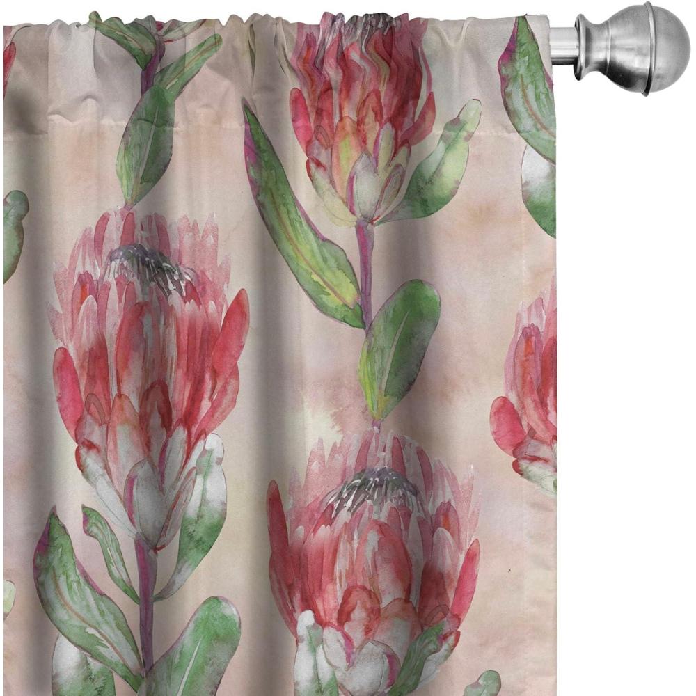 imageAmbesonne Floral Curtains Spring Theme Abstract Repeating Pattern of Flowers Leaves Nature Art Window Treatments 2 Panel Set for Living Room Bedroom Pair of  28 x 84 Pale Lavender Blue GreyPale Maroon and Lime Green
