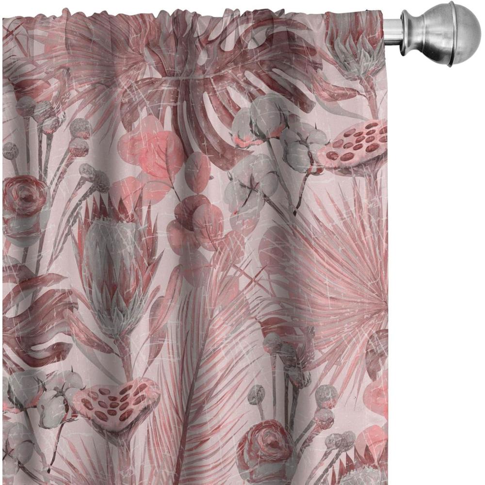 imageAmbesonne Floral Curtains Spring Theme Abstract Repeating Pattern of Flowers Leaves Nature Art Window Treatments 2 Panel Set for Living Room Bedroom Pair of  28 x 84 Pale Lavender Blue GreyPale Rose and Pastel Pink