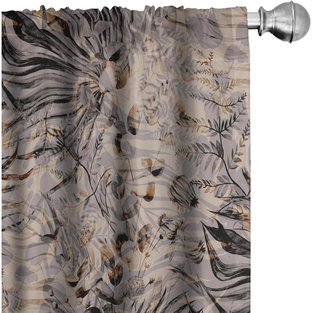 imageAmbesonne Floral Curtains Spring Theme Abstract Repeating Pattern of Flowers Leaves Nature Art Window Treatments 2 Panel Set for Living Room Bedroom Pair of  28 x 84 Pale Lavender Blue GreyPale Grey and Caramel