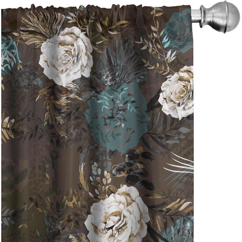 imageAmbesonne Floral Curtains Spring Theme Abstract Repeating Pattern of Flowers Leaves Nature Art Window Treatments 2 Panel Set for Living Room Bedroom Pair of  28 x 84 Pale Lavender Blue GreySeal Brown Dark Teal