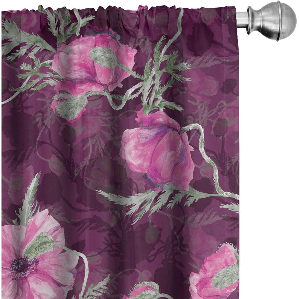 imageAmbesonne Floral Curtains Spring Theme Abstract Repeating Pattern of Flowers Leaves Nature Art Window Treatments 2 Panel Set for Living Room Bedroom Pair of  28 x 84 Pale Lavender Blue GreyDark Magenta and Purple
