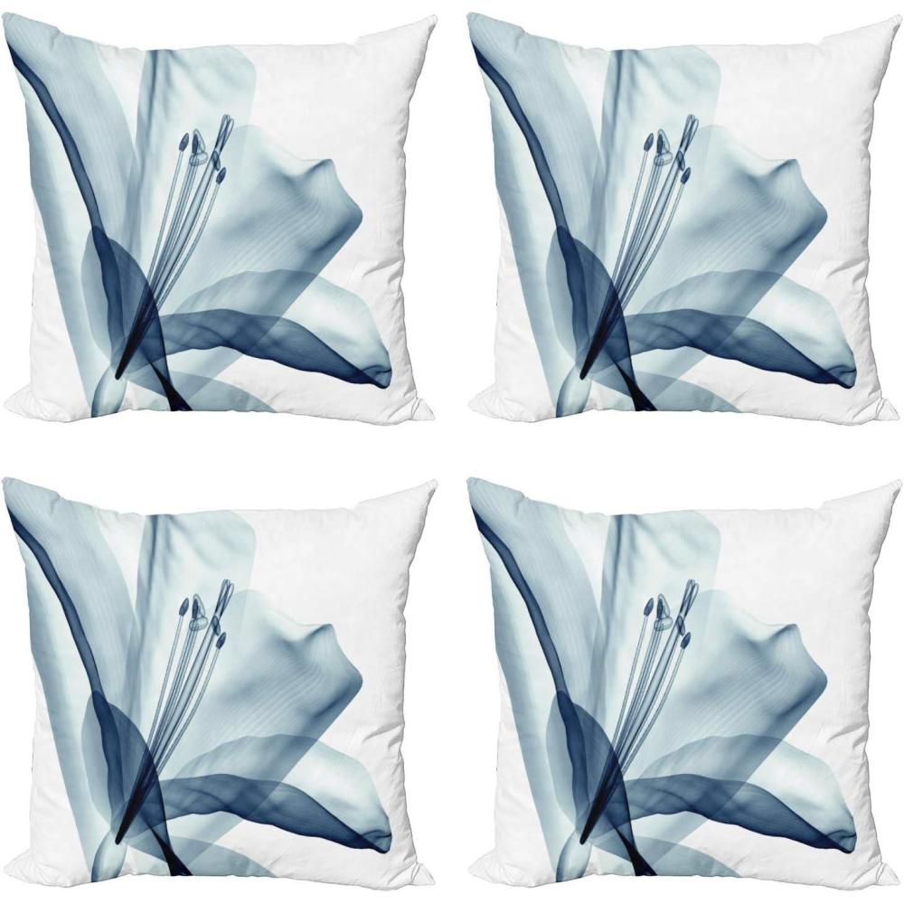 imageAmbesonne Flower Decorative Throw Pillow Case Pack of 4 Close Look to Flora Arrangement Xray Effect Nature Image Artwork Print Cushion Cover for Couch Living Room Car 20 Teal White20 x 20 Pack of 4