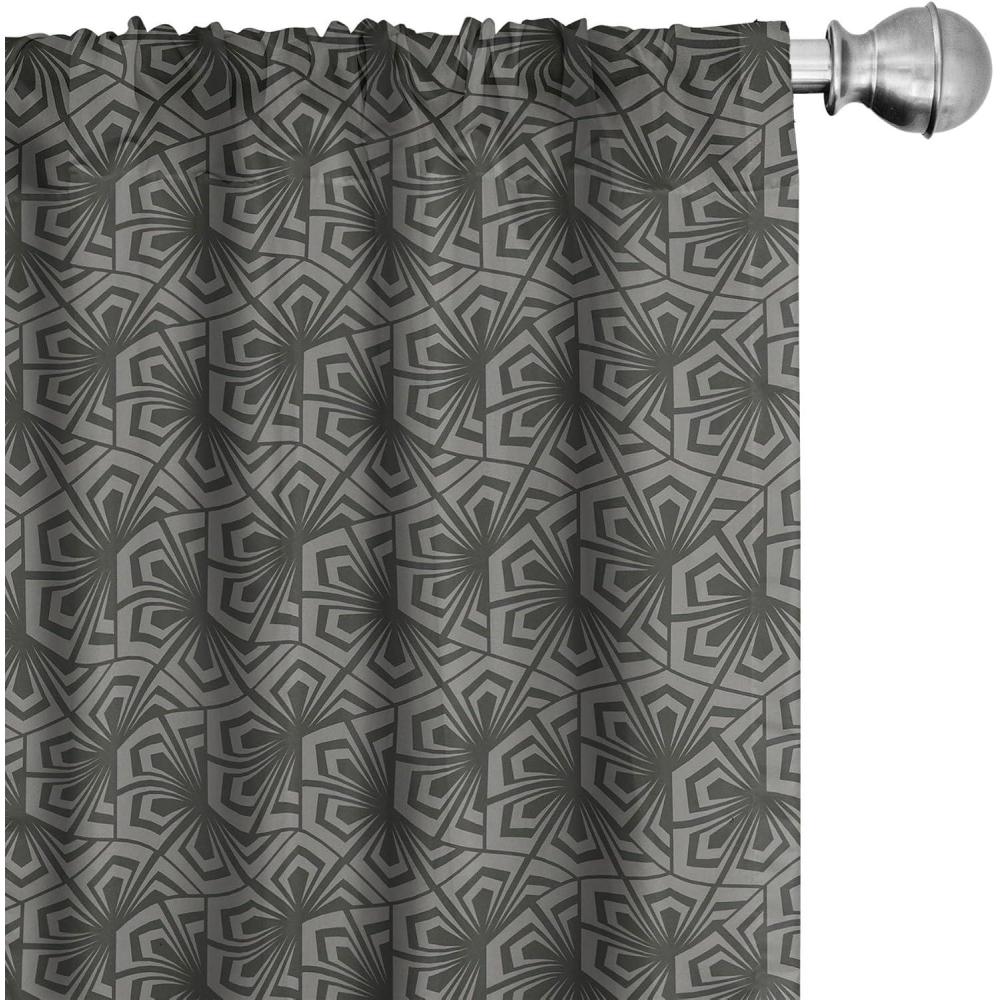 imageAmbesonne Retro Curtains Waves Geometric Shapes Seashell Motif Old Times Vintage Design of Art Deco Window Treatments 2 Panel Set for Living Room Bedroom Pair of 28 x 84 Dark Grey White FawnGrey Pale Sepia