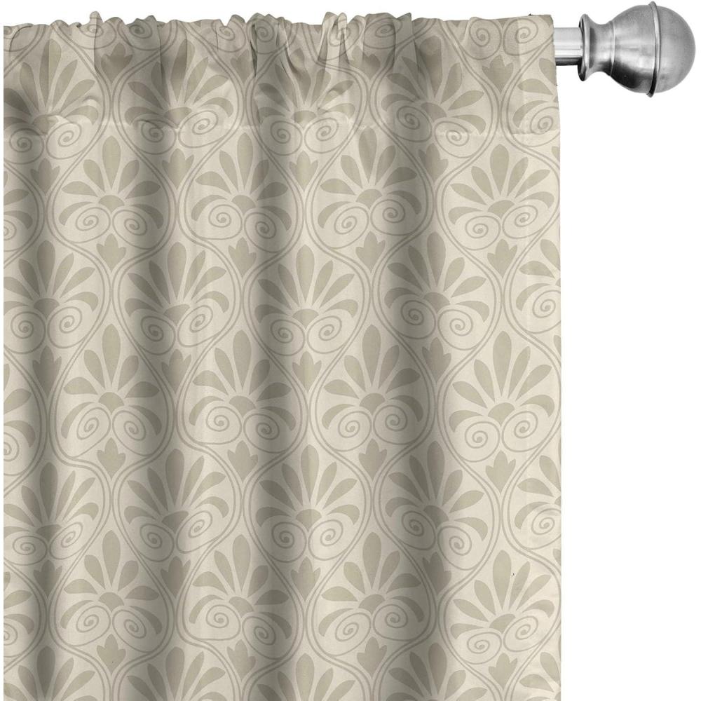imageAmbesonne Retro Curtains Waves Geometric Shapes Seashell Motif Old Times Vintage Design of Art Deco Window Treatments 2 Panel Set for Living Room Bedroom Pair of 28 x 84 Dark Grey White FawnEggshell and Pale Tan