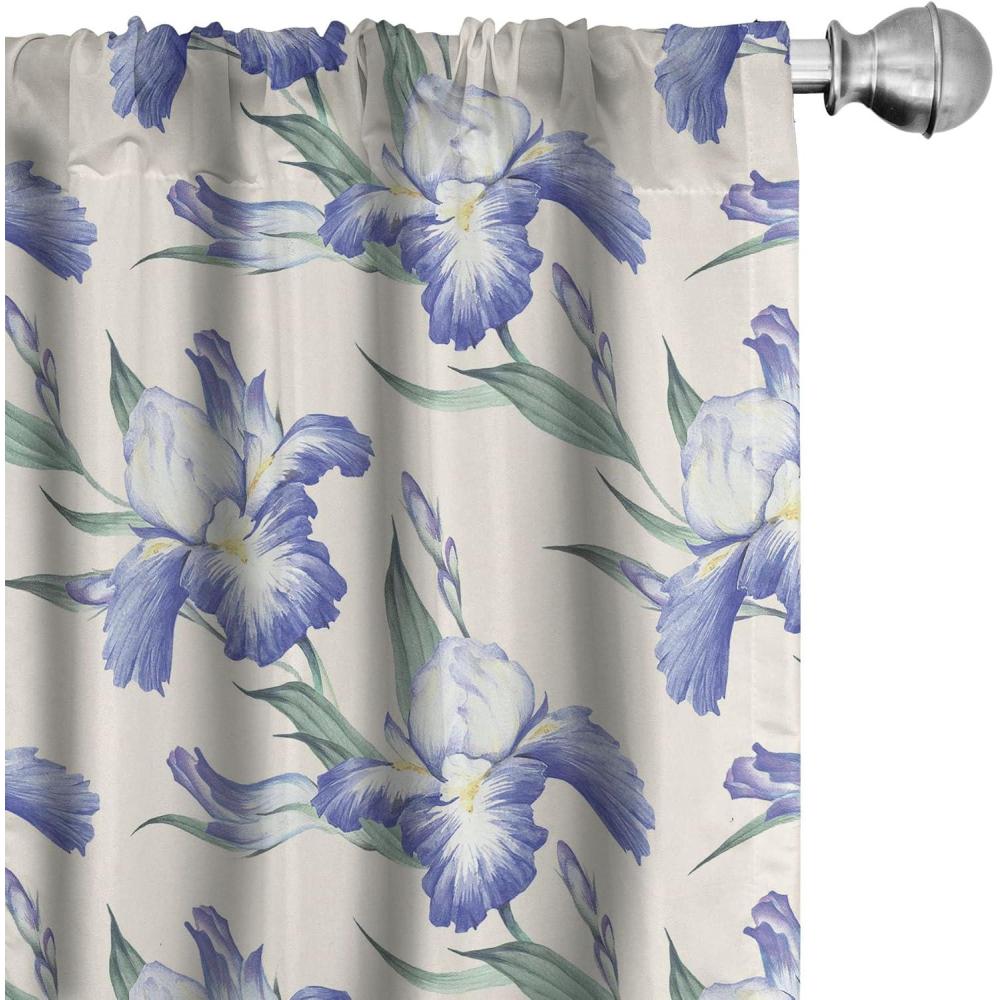 imageAmbesonne Retro Curtains Waves Geometric Shapes Seashell Motif Old Times Vintage Design of Art Deco Window Treatments 2 Panel Set for Living Room Bedroom Pair of 28 x 84 Dark Grey White FawnLaurel Green Ceil Blue
