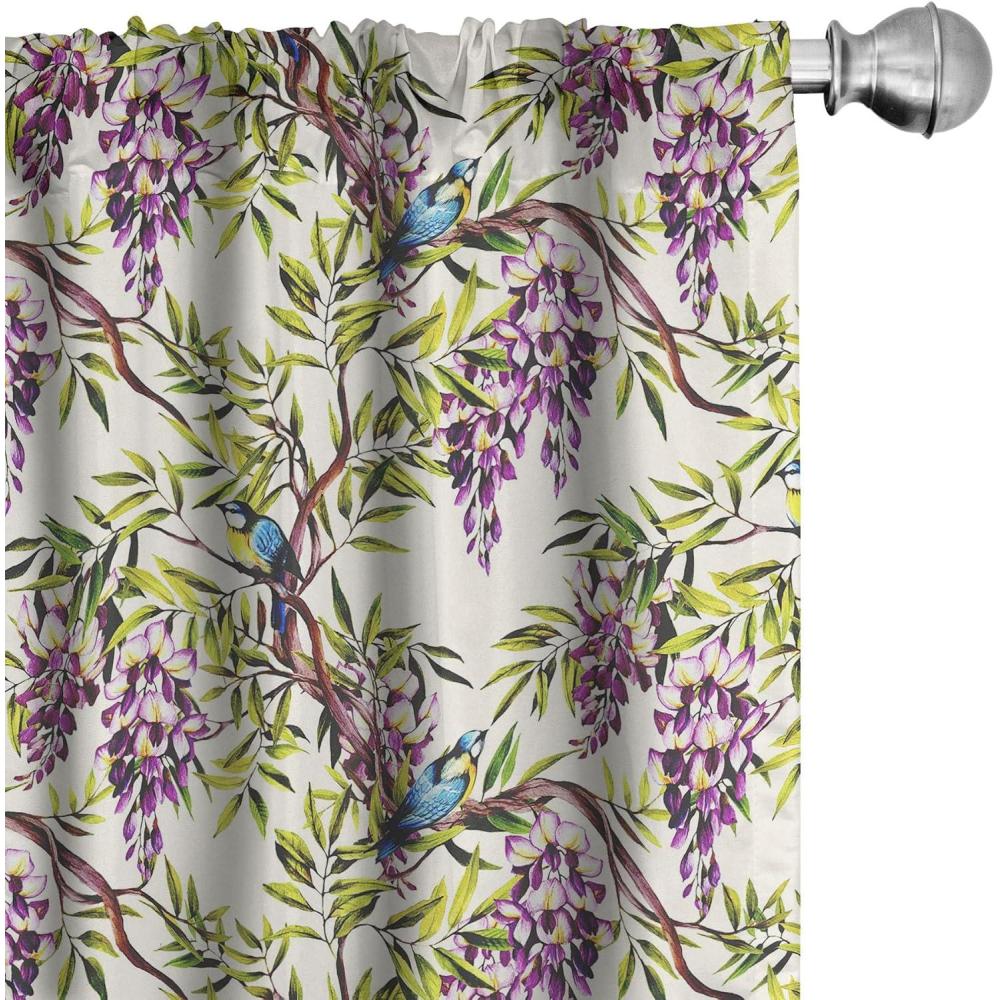 imageAmbesonne Retro Curtains Waves Geometric Shapes Seashell Motif Old Times Vintage Design of Art Deco Window Treatments 2 Panel Set for Living Room Bedroom Pair of 28 x 84 Dark Grey White FawnLime Green Blue Purple