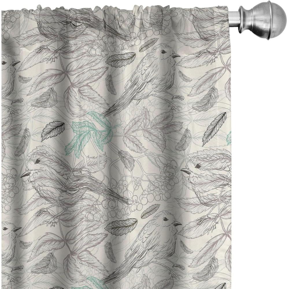 imageAmbesonne Retro Curtains Waves Geometric Shapes Seashell Motif Old Times Vintage Design of Art Deco Window Treatments 2 Panel Set for Living Room Bedroom Pair of  28 x 84 Dark Grey White FawnOff White Taupe Seafoam