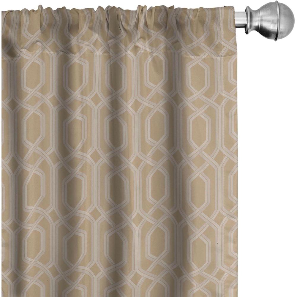 imageAmbesonne Retro Curtains Waves Geometric Shapes Seashell Motif Old Times Vintage Design of Art Deco Window Treatments 2 Panel Set for Living Room Bedroom Pair of 28 x 84 Dark Grey White FawnWarm Taupe and Pale Tan