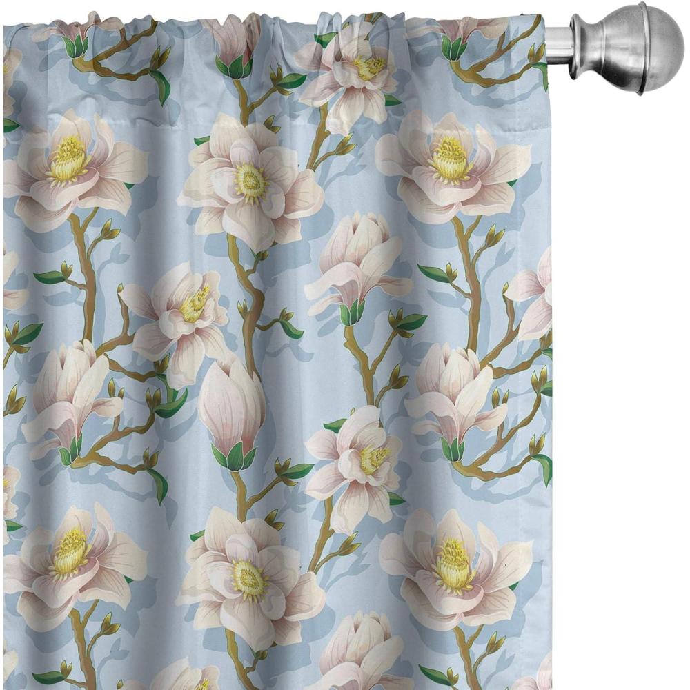 imageAmbesonne Retro Curtains Waves Geometric Shapes Seashell Motif Old Times Vintage Design of Art Deco Window Treatments 2 Panel Set for Living Room Bedroom Pair of 28 x 84 Dark Grey White FawnSoft Blue Fawn Peach