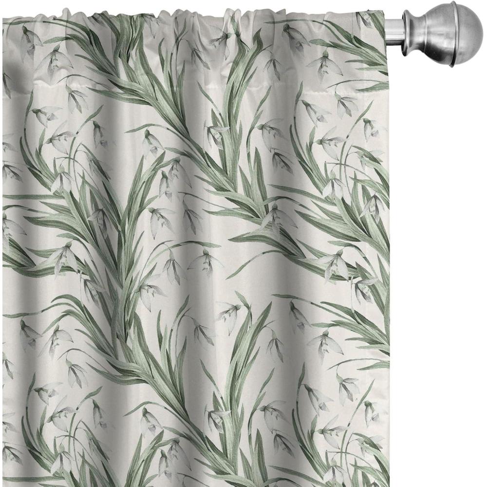 imageAmbesonne Retro Curtains Waves Geometric Shapes Seashell Motif Old Times Vintage Design of Art Deco Window Treatments 2 Panel Set for Living Room Bedroom Pair of 28 x 84 Dark Grey White FawnLaurel Green and Off White